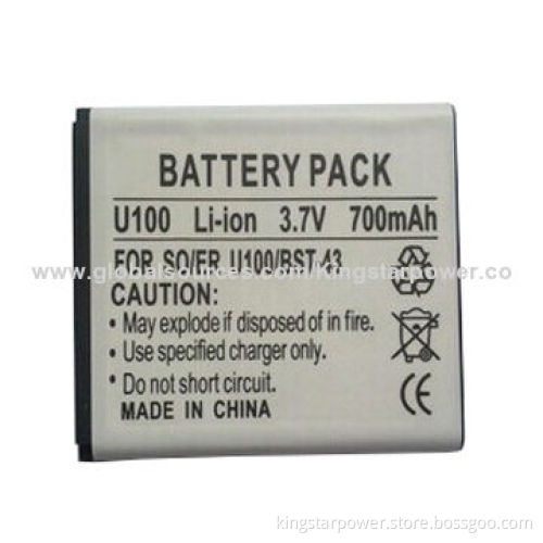 Mobile Phone Battery for Sony Ericsson U100 BST-43, Li-ion, 3.7V 700mAh, OEM Capacity Available